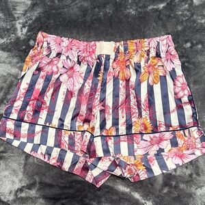 Victoria's Secret Pink and Blue Floral Striped Shorts